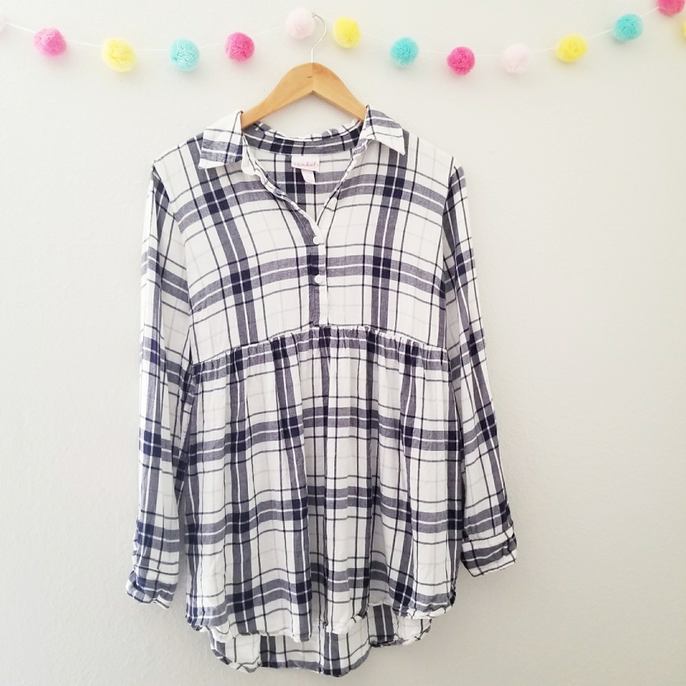 Isabel Maternity | Plaid Peplum Maternity Blouse
